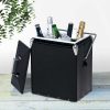 The Catalogue Retro Cooler Box is an iron outer cool box with chrome bar handle. Integrated bottle opener. Holds 6 wine bottles.