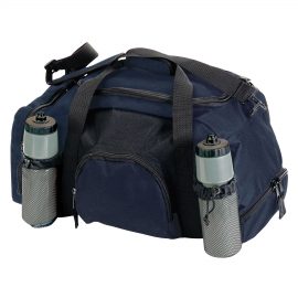The Catalogue Road Trip Sports Bag is a polyester sports bag with multiple compartments. Twin mesh drink carriers. Available in 2 colours.