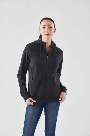 image_16 The Stormtech Women's Dockyard Performance F/Z Hoody is a cotton/poly blend zip hoody with pockets. Available in 2 colours. Sizes XS - 3XL.