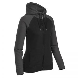 The Stormtech Women's Omega Zip Hoody is a cotton/poly blend hoody with kanga pocket. Hood with drawstring. 5 colours. Sizes XS - 3XL.
