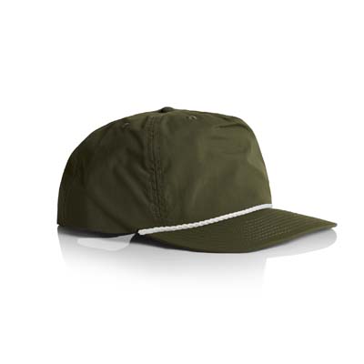 The AS Colour Surf Rope Cap is a mid profile, snapback cap with flat peak. Contrast Rope across front. 6 colours available. Great with added embroidery.