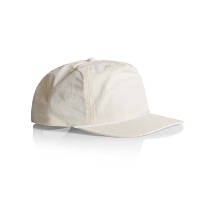 The AS Colour Surf Rope Cap is a mid profile, snapback cap with flat peak. Contrast Rope across front. 6 colours available. Great with added embroidery.