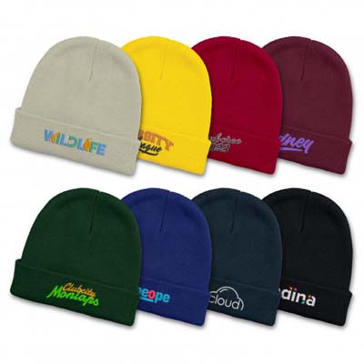 The TRENDS Everest Youth Beanie is a warm, knitted, acrylic beanie with roll up cuff.  Youth size.  8 colours.  Great embroidered youth beanies.