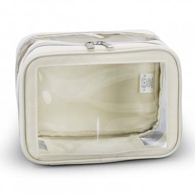The TRENDS Peony Cosmetic Bag is a stylish, practical, 3 litre cosmetic bag. Double zippered closure. Ecru. Great branded cosmetic bags.