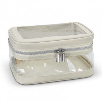 The TRENDS Peony Cosmetic Bag is a stylish, practical, 3 litre cosmetic bag. Double zippered closure. Ecru. Great branded cosmetic bags.