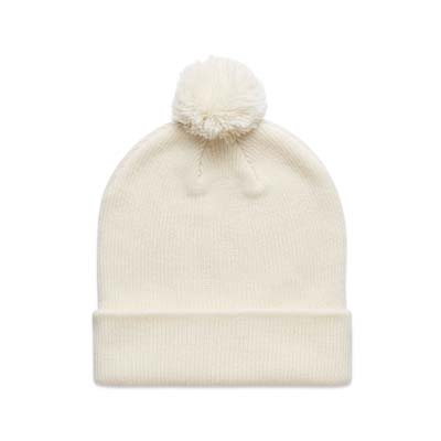The AS Colour Pom Pom Beanie is a tight knit, mid weight 100% recycled acrylic with a pom pom. 3 colours. Just add your embroidery.