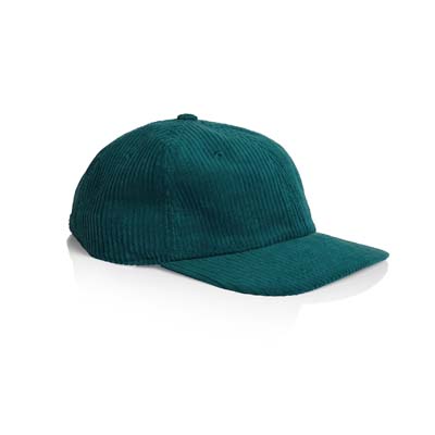 The AS Colour Class Cord Cap is a mid weight, unstructured 6 panel cap. 100% cotton. Flat peak, tonal under peak. 9 colours