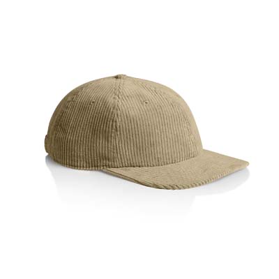 The AS Colour Class Cord Cap is a mid weight, unstructured 6 panel cap. 100% cotton. Flat peak, tonal under peak. 9 colours