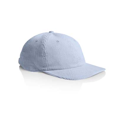 The AS Colour Class Cord Cap is a mid weight, unstructured 6 panel cap. 100% cotton. Flat peak, tonal under peak. 9 colours