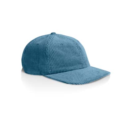 The AS Colour Class Cord Cap is a mid weight, unstructured 6 panel cap. 100% cotton. Flat peak, tonal under peak. 9 colours