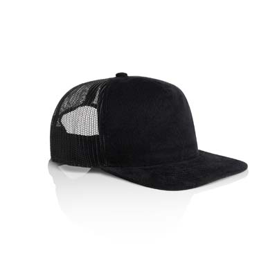 The AS Colour Class Cord Trucker Cao is a midweight, mid profile cotton cord cap.  3 colours.  Suitable for embroidery.  Great custom headwear for your brand.