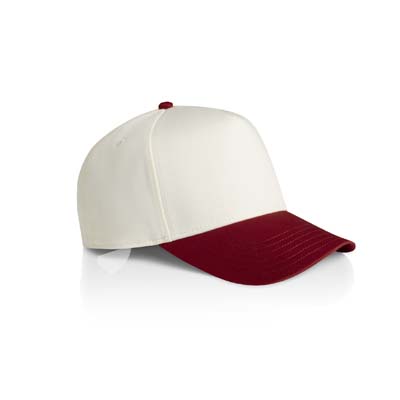 The AS Colour Frame Two Tone Cap featuring a high profile, 100% cotton cap. Structured front. Snapback. 6 colours. Great branded caps for your team.
