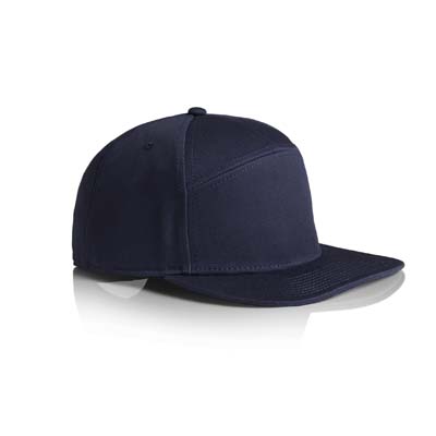 The AS Colour Stock 7 panel cap is high profile, snapback cap. Flat Peak. 4 colours. 100% cotton. Great option to add your logo with an on trend product.