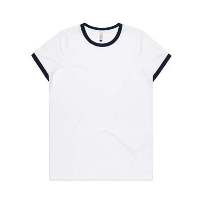 The AS Colour Maple Ringer Tee is a mid weight, regular 180gsm cotton tee. 3 colourways. XS - XL. Great womens tees with a contrast rib.
