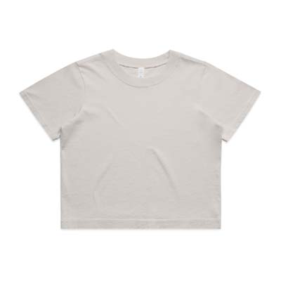 The AS Colour Womens Heavy Faded Crop Tee is a heavyweight 240gsm carded cotton tee. Crop tee. 3 colours. XS - 2XL. Great branded retail tees.