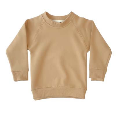 The Baby Blanks Winter Crew is a 100% cotton, elastane, unbrushed fleece.  9 colours.  Size 1 - 5.  Generous fit.  Good length.  Great printable kids crews.