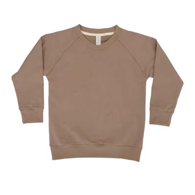 The Baby Blanks Winter Crew is a 100% cotton, elastane, unbrushed fleece.  9 colours.  Size 1 - 5.  Generous fit.  Good length.  Great printable kids crews.