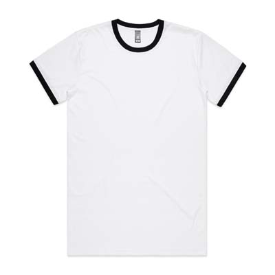 The AS Colour Staple Ringer Tee is a regular 180gsm combed cotton tee.  Contrast cuffs and neck line.  3 colours.  S - 3xl available.  Great branded tees from AS Colour.