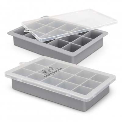 The TRENDS Blizzard Ice Tray is made from flexible silicone for easy ice cube release.  15 compartments.  Stackable.  Printing available with your logo.