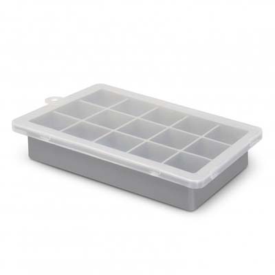 The TRENDS Blizzard Ice Tray is made from flexible silicone for easy ice cube release.  15 compartments.  Stackable.  Printing available with your logo.