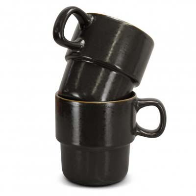 The Keepsake Stackable Coffee Cups are a set of 2 rustic 350ml stackable ceramic mugs.  Have your logo printed on the cups for your client gifts and retail stock.
