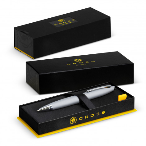 The Cross Calais Ballpoint Pen is a larger art deco inspired pen. Available in Chrome. Your logo can be branded via print or engrave. Great custom corporate gifts.