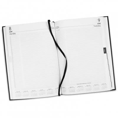 The Collins A4 Daily Diary is always a firm favourite. Textured hard cover, day to view format. Multiple branding options available including foil printing.