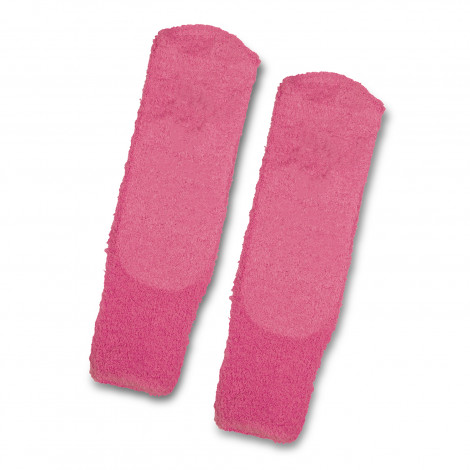 The TRENDS Fluffy Grip Socks are socks with non-slip grips on the sole. Grips can be customised. Indent only - 30 working day lead time.