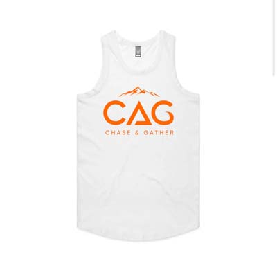 The Chase & Gather Mens Singlet is a regular fit, lightweight 100% cotton singlet.  2 colours.  S - 2XL.  Chase & Gather logo on the front.  