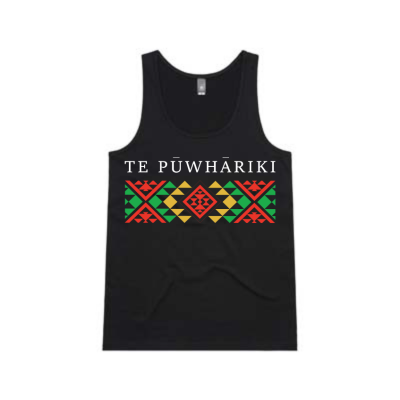 The TE PŪWHĀRIKI Womens Singlet is a 150gsm singlet with logo on front and tui symbol on the back of the neck. XS - 2XL available. Preorder only.