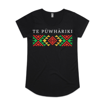 The TE PŪWHĀRIKI Womens Tee is a 150gsm tee with logo on front and tui symbol on the back of the neck. XS - 3XL available. Preorder only.