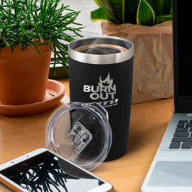 The TRENDS Prodigy Vacuum Cup is a 600ml double wall, vacuum insulated stainless steel cup. Powder Coated. 13 colours. Branded with your logo.
