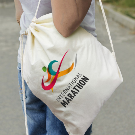 The Trends Cotton Drawstring Backpack is manufactured from 120gsm cotton.  6 colours.  Great branded eco drawstring backpacks.