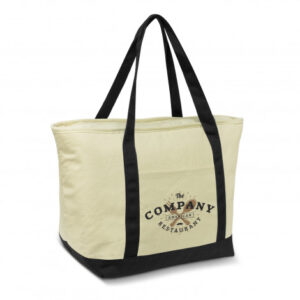 The TRENDS Calico Cooler Bag is a large 27 litre cooler bag.  Great beach bag.  Multiple branding options.  Available in Natural/Black.