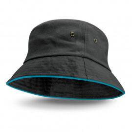The TRENDS Bondi Bucket Hat is a premium cotton twill black bucket hat with coloured trim. UPF50. 6 colour ways. Multiple branding options.