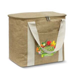 115745 TRENDS Bodhi Cooler Bag The TRENDS Bodhi Cooler Bag is a 19 litre cooler bag. Outer is combo of natural jute and natural cotton carry handles. Multiple branding options.