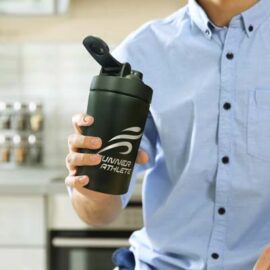 The TRENDS Trojan Metal Shaker is a premium 600ml stainless steel drink mixing shaker. Smart matte finish. Black. Multiple branding options.