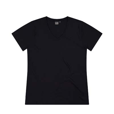 CLOKE-T204-V-Neck-Womens-Tee-Black-F