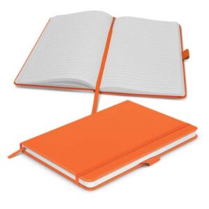 The TRENDS Kingston Notebook is a medium size, A5 notebook. Hard cover. 80 leaves. Multiple branding options available for your logo.