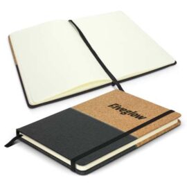 The TRENDS Cumbria Notebook is an approx A5 notebook with combination of cork and heather style PU outer.  Multiple branding options available.  Great custom notebooks.