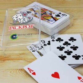 The TRENDS Saloon Playing Cards is a set of playing cards with patterned back. Branding on the clear acrylic case.  Great promo products for events.