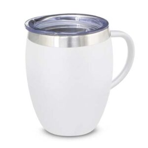 The TRENDS Verona Vacuum Cup with Handle is a premium 300ml double wall, vacuum instulated coffee cup with handle. Powder Coated. Printed or engraved.