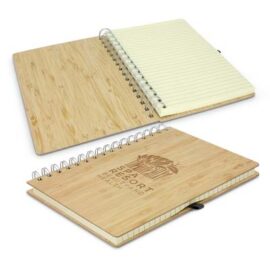The TRENDS Bamboo Notebook is a unique medium sized (A5) notebook with bamboo veneer cover.  Customise with your logo printed or engraved.