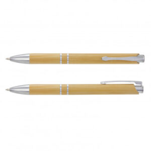 The Trends Panama Bamboo Pen is a retractable bamboo ball pen with chrome accents. Black Ink. Great eco deluxe promo pen from Trends Collection.