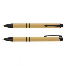 The Trends Panama Bamboo Pen is a retractable bamboo ball pen with chrome accents.  Black Ink.  Great eco deluxe promo pen from Trends Collection.