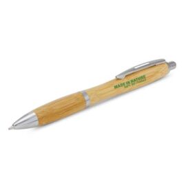 The TRENDS Vistro Bamboo Pen is a retractable bamboo ball point pen.  Available with print or engrave.  Contoured barrel.  Great eco friendly pens.