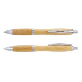 The TRENDS Vistro Bamboo Pen is a retractable bamboo ball point pen.  Available with print or engrave.  Contoured barrel.  Great eco friendly pens.