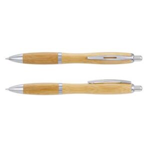 The TRENDS Vistro Bamboo Pen is a retractable bamboo ball point pen. Available with print or engrave. Contoured barrel. Great eco friendly pens.
