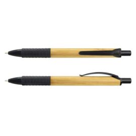 The TRENDS Habitat Pen is a retractable ballpoint pen with a bamboo barrel with soft touch grip.  Black.  Multiple branding options.  Great eco pen.