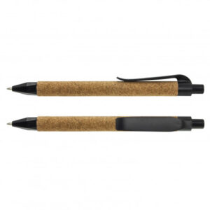 The TRENDS Inca pen is a retractable ballpoint pen with natural cork barrel.  Soft Touch grip.  Black ink.  Custom printed with your logo.